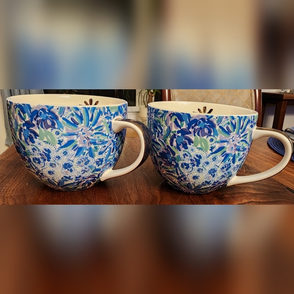 Lilly Pulitzer Kitchen Lilly Matching Coffee Mugs Holds 214 Oz Gold